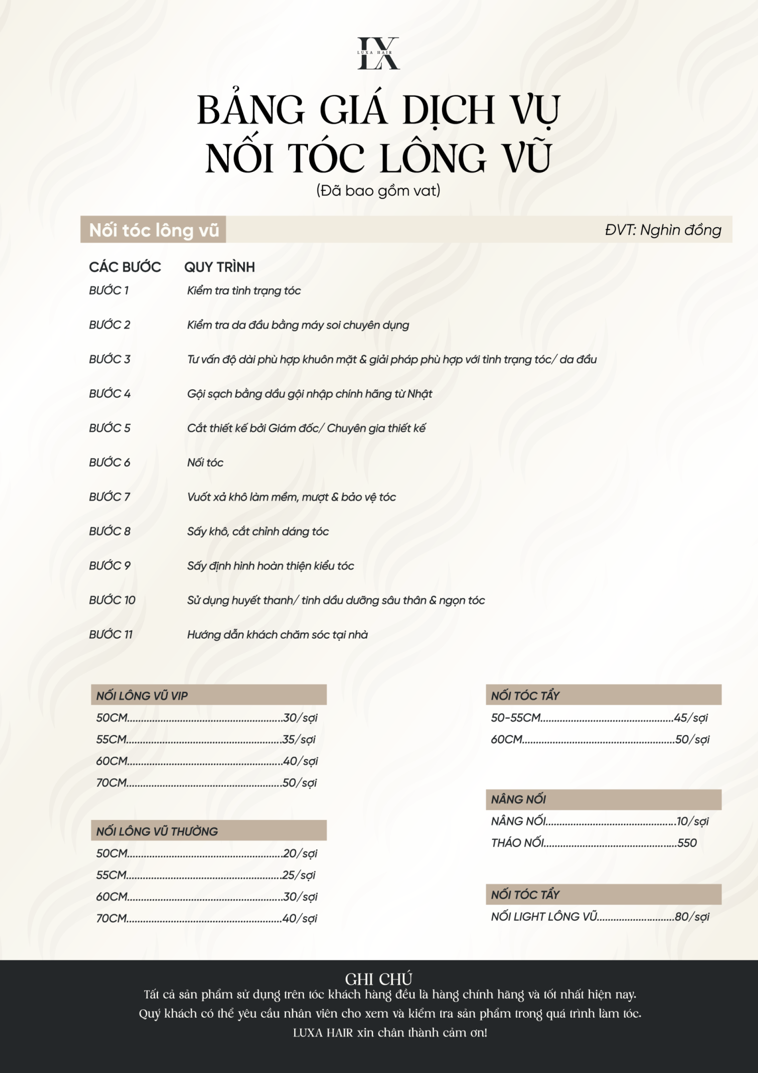 Bảng giá Tiếng Việt